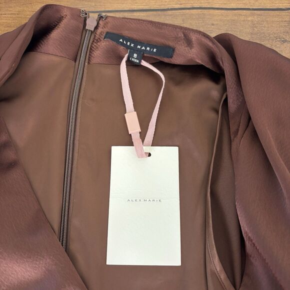 Alex Marie Satin Cocktail/Party Occasion Dress Size 8 Brown Satin NWT READ - Picture 10 of 13